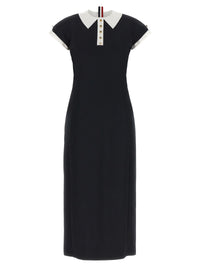 Thom Browne Women Polo Dress With Intarsia And Rwb Detail