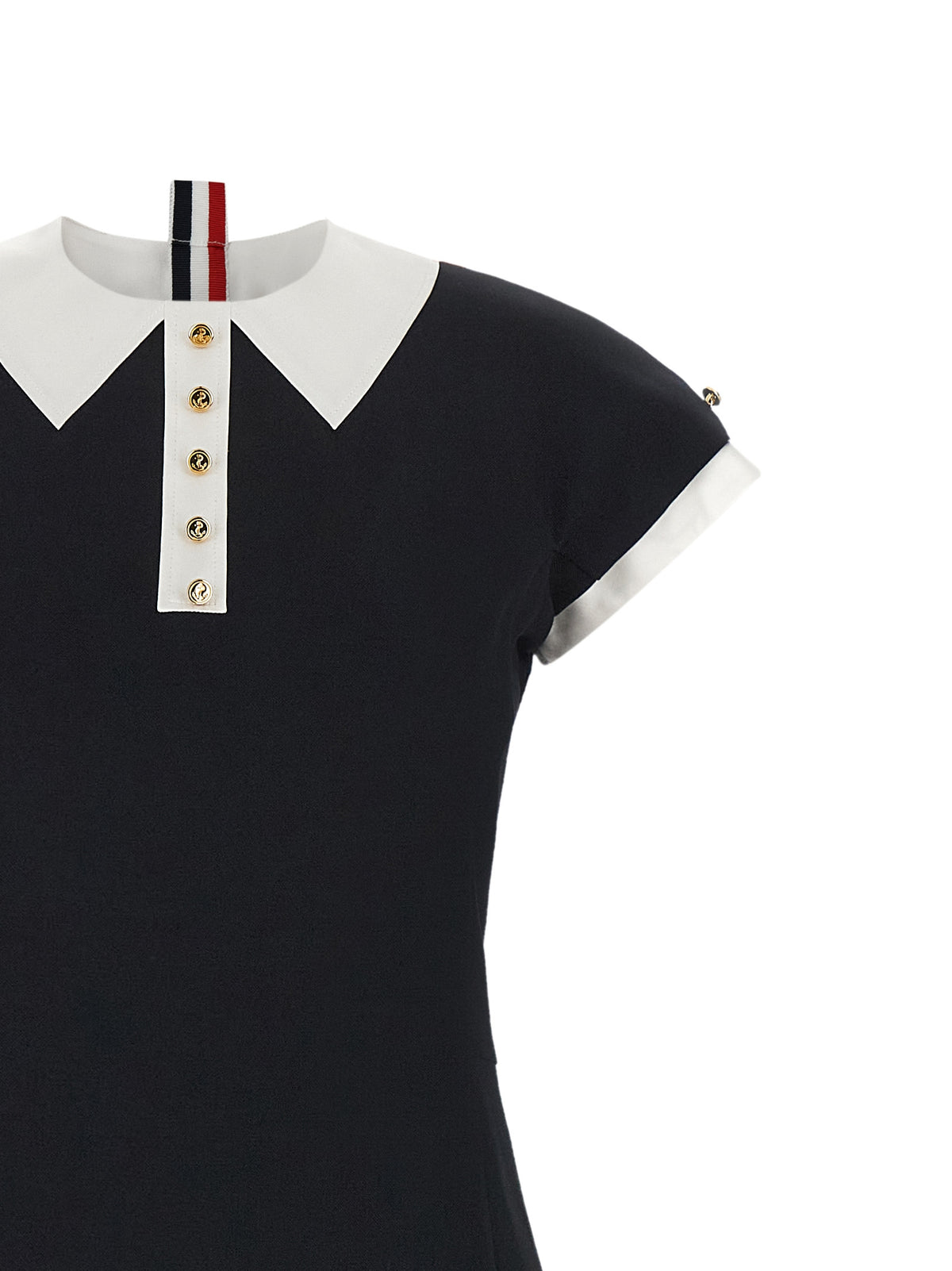 Thom Browne Women Polo Dress With Intarsia And Rwb Detail