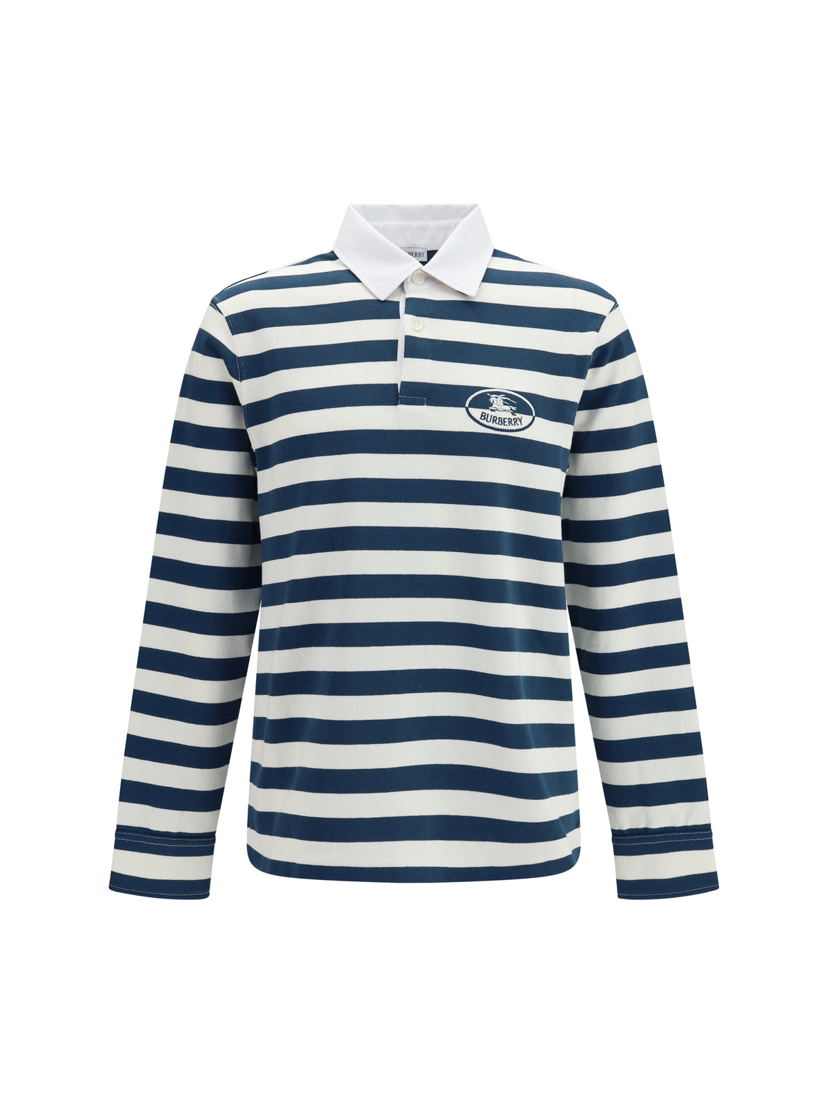 Burberry Men Striped Long-Sleeve Cotton Polo