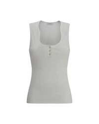 Ferragamo Ribbed Sleeveless Button Top Women White 8 White