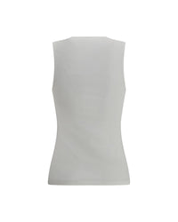 Ferragamo Ribbed Sleeveless Button Top Women White