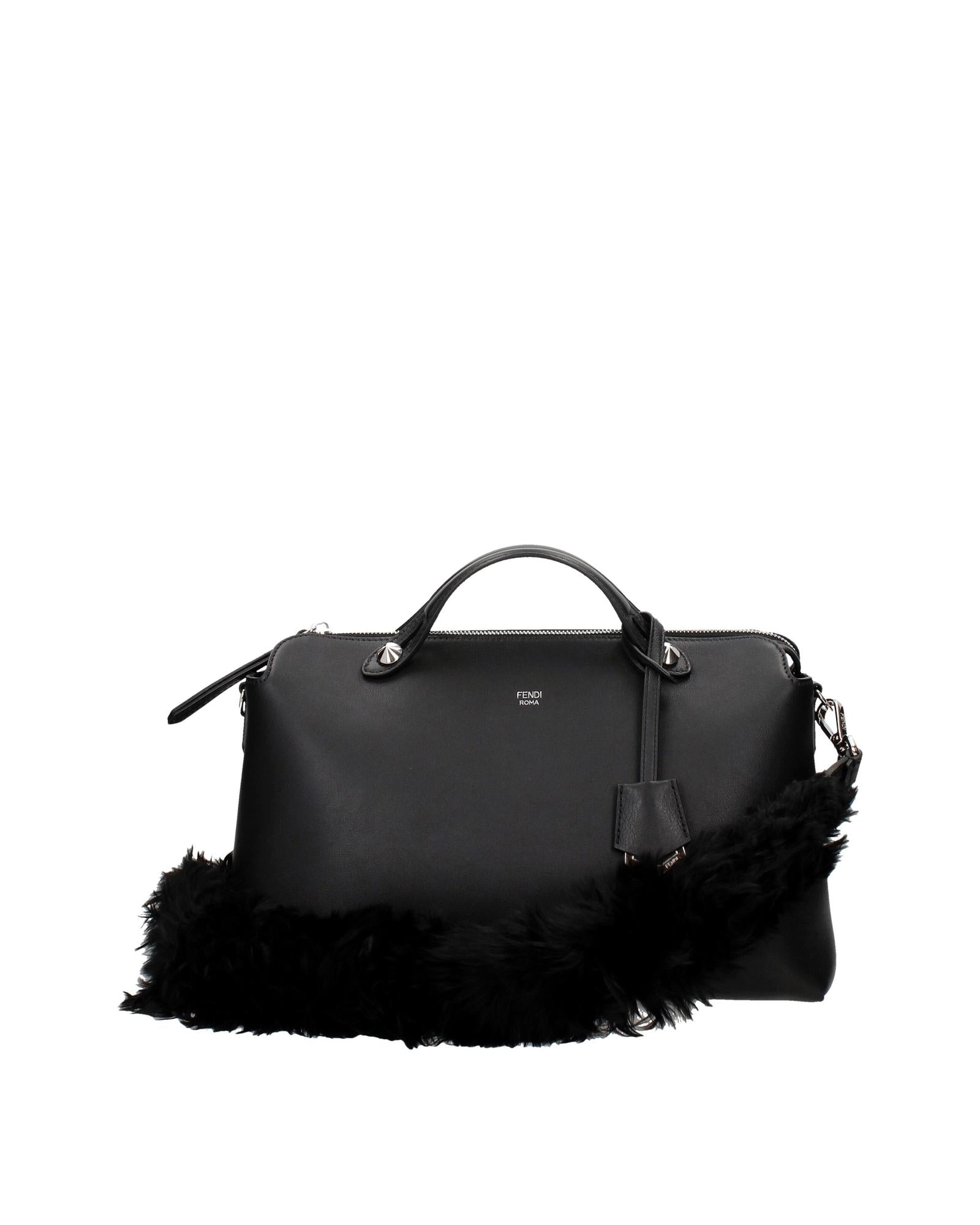 Fendi Feather Bag Strap Women Black Shoulder Bags
