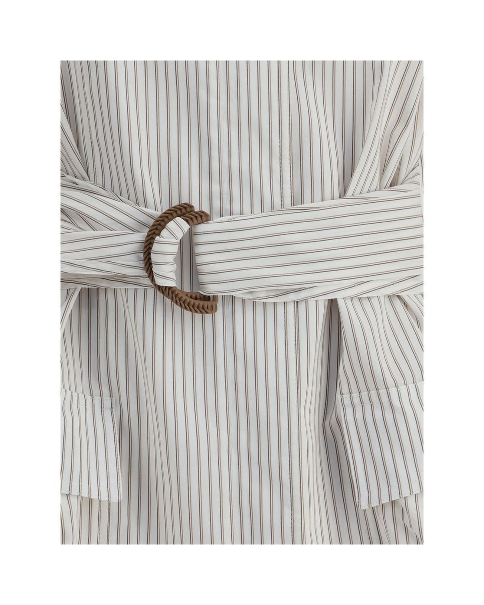 【VIP価格】FENDI Striped Shirt Jacket Fendi Striped Belted Shirt Jacket Women White Coats – Bluefly