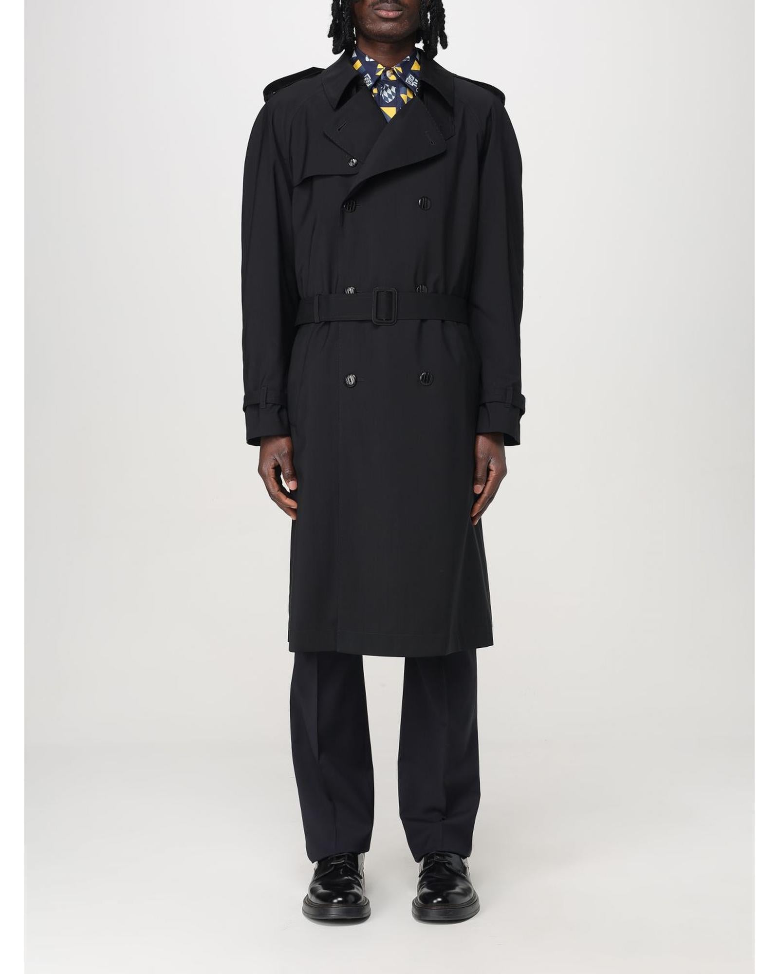 Fendi Trench Coat Classic Style Men Black Jackets Regular XXL Black