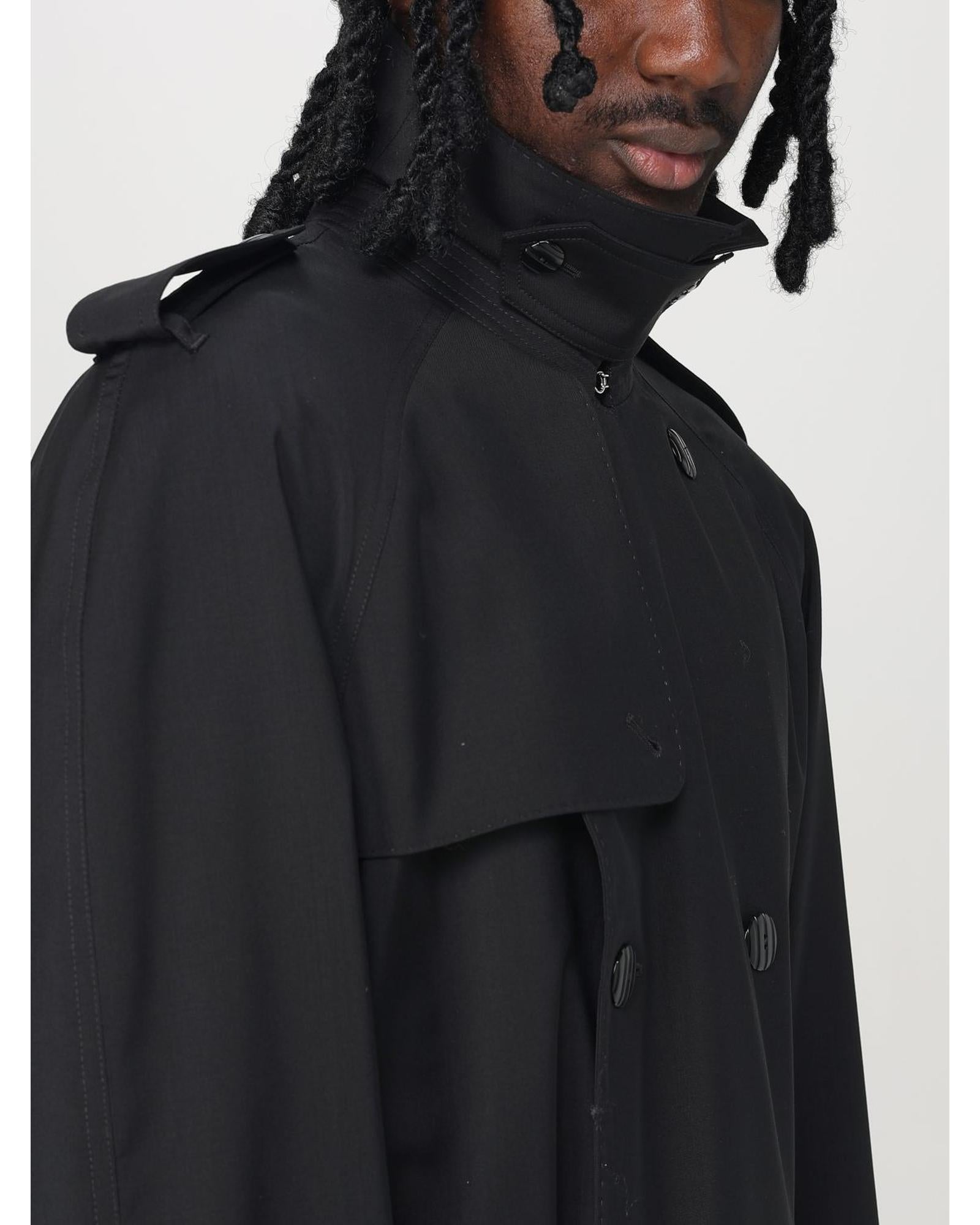 Fendi Trench Coat Classic Style Men Black Jackets