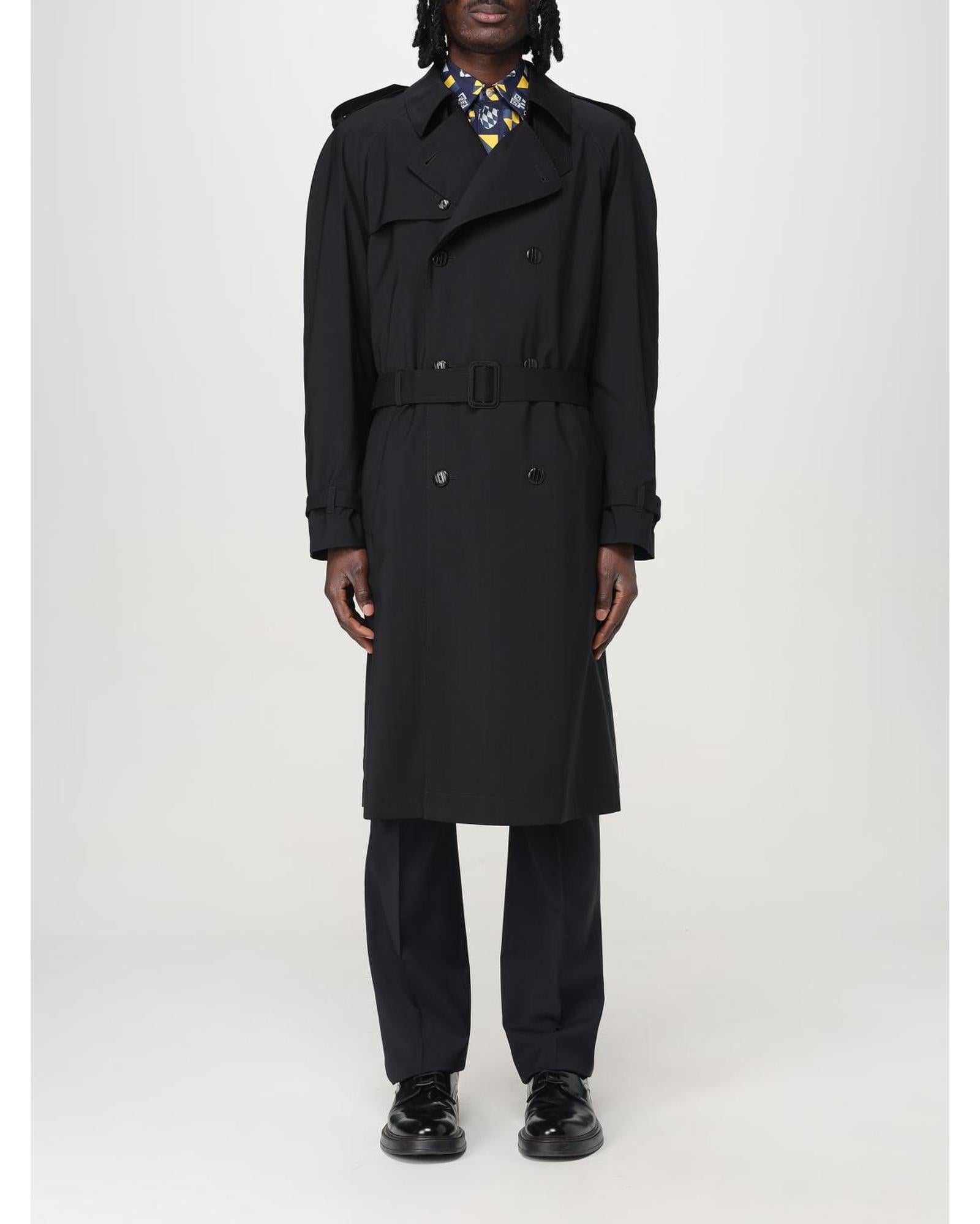 Fendi Trench Coat Classic Style Men Black Jackets Regular XL Black