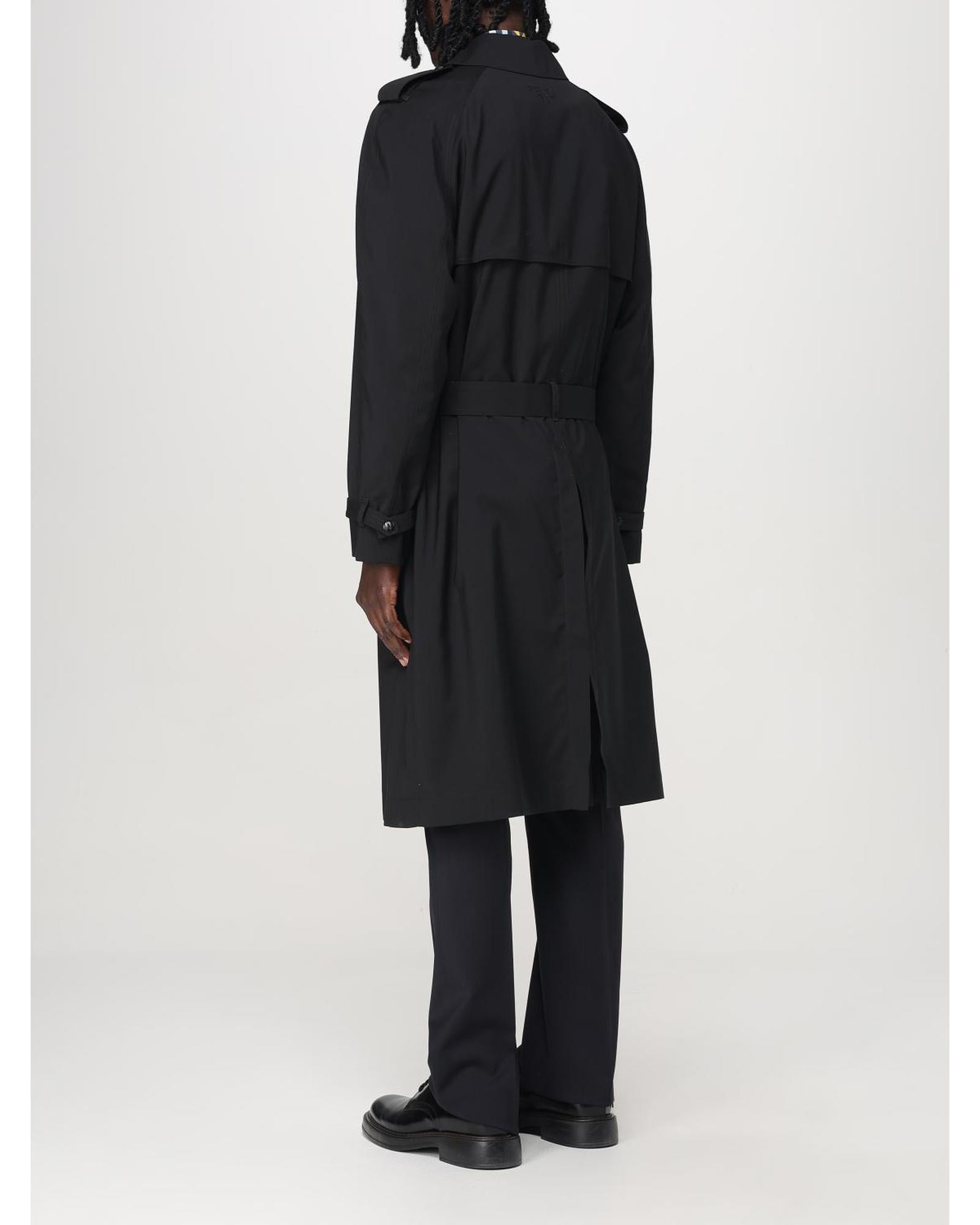 Fendi Trench Coat Classic Style Men Black Jackets