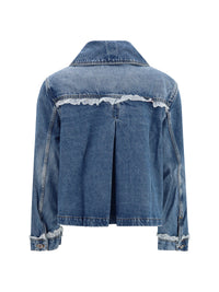 GANNI Ganni Women Rigid Denim Jacket With Lace Details