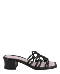 ByFar Womens Marsha Knotted Leather Mule Sandals