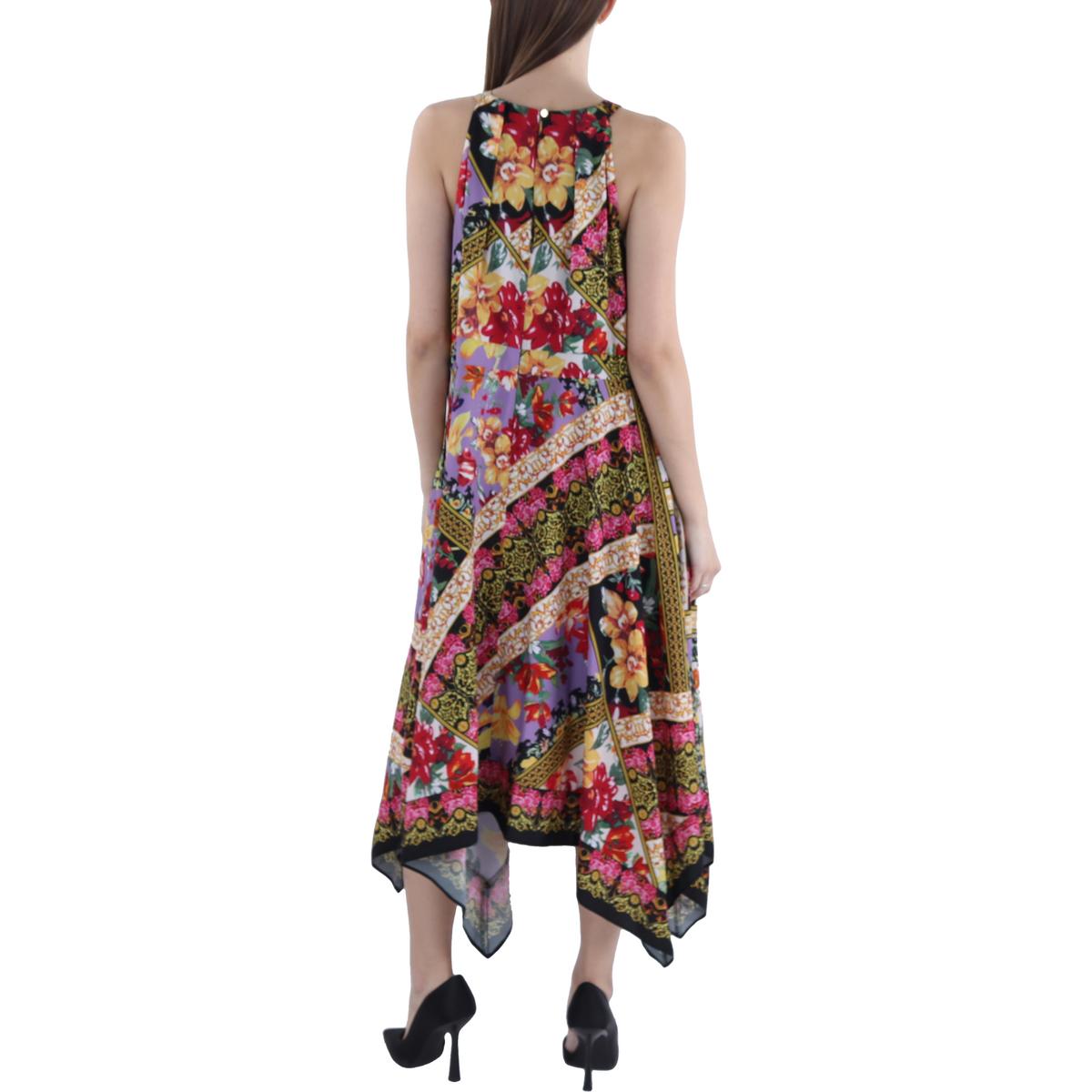 Plus Womens Handkerchief Hem Sleeveless Midi Dress