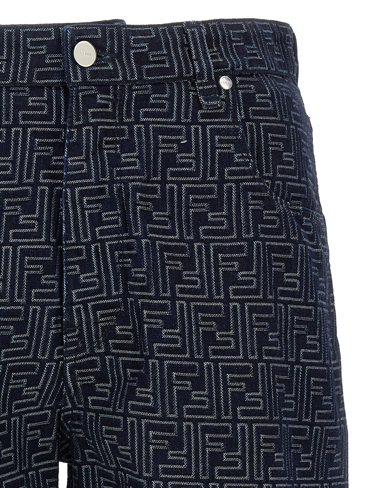 Fendi Men Bermuda Jeans Jacquard Ff