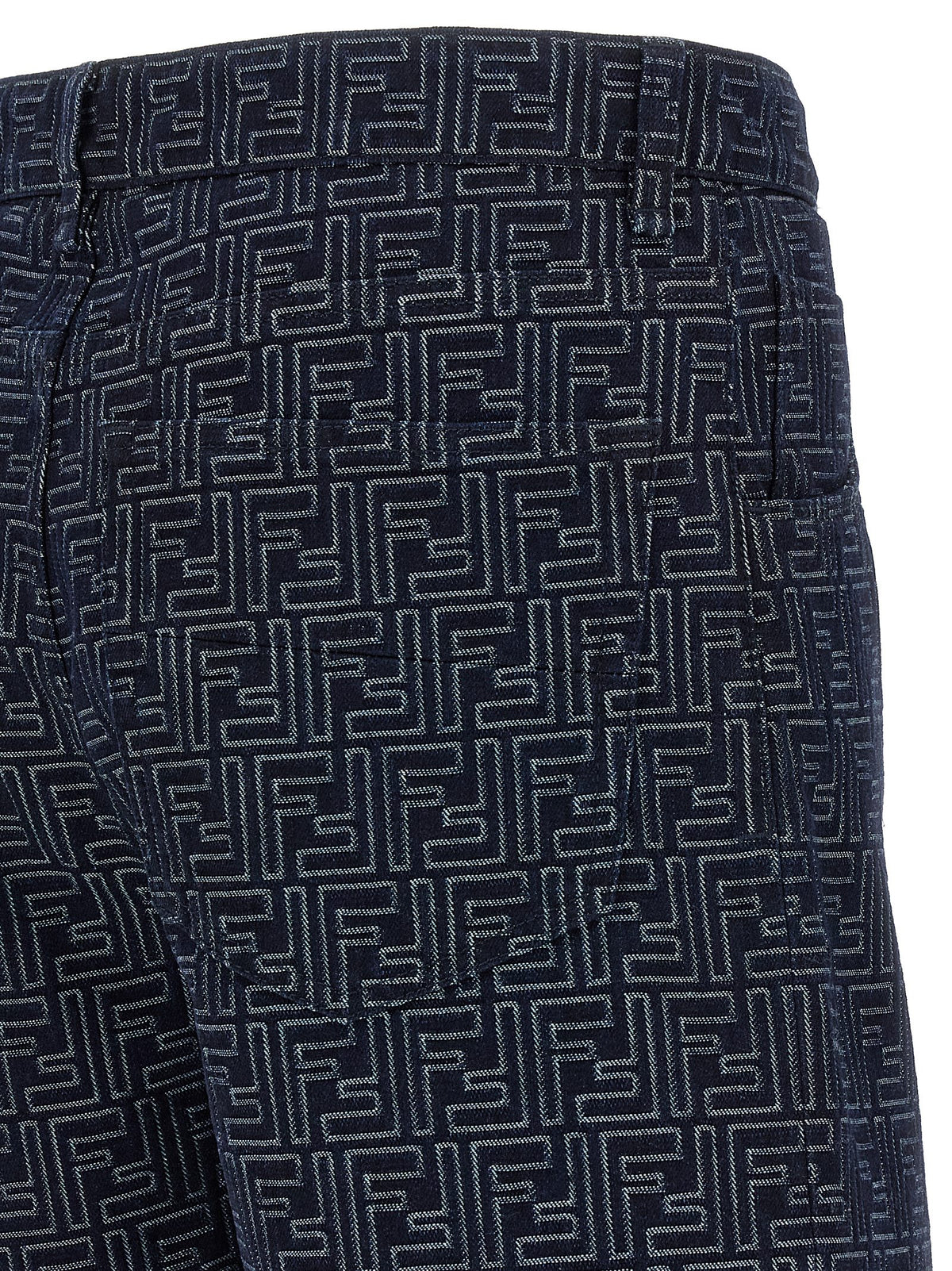 Fendi Men Bermuda Jeans Jacquard Ff
