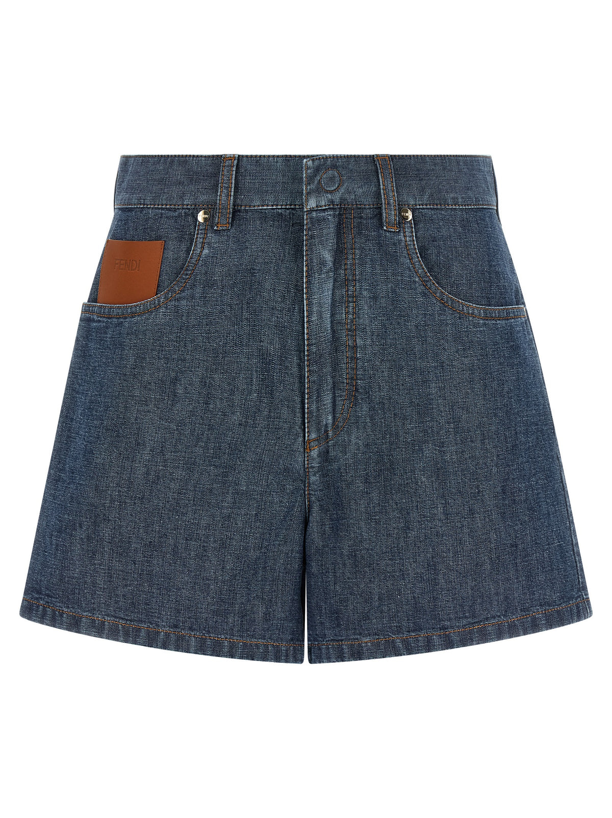 Fendi Women Chambray Denim Shorts