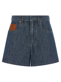 Fendi Women Chambray Denim Shorts