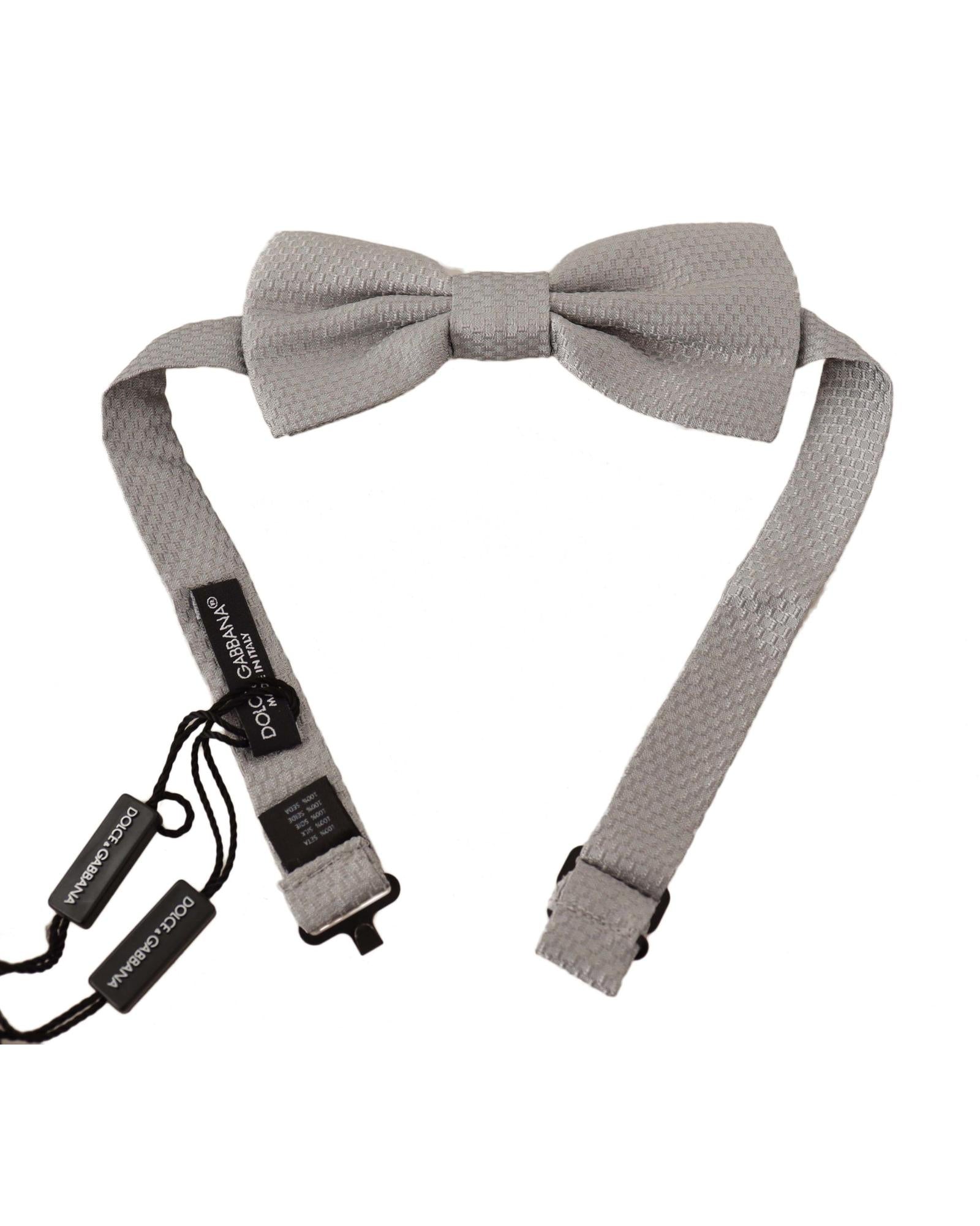 Dolce & Gabbana Gray Silk Bow Tie