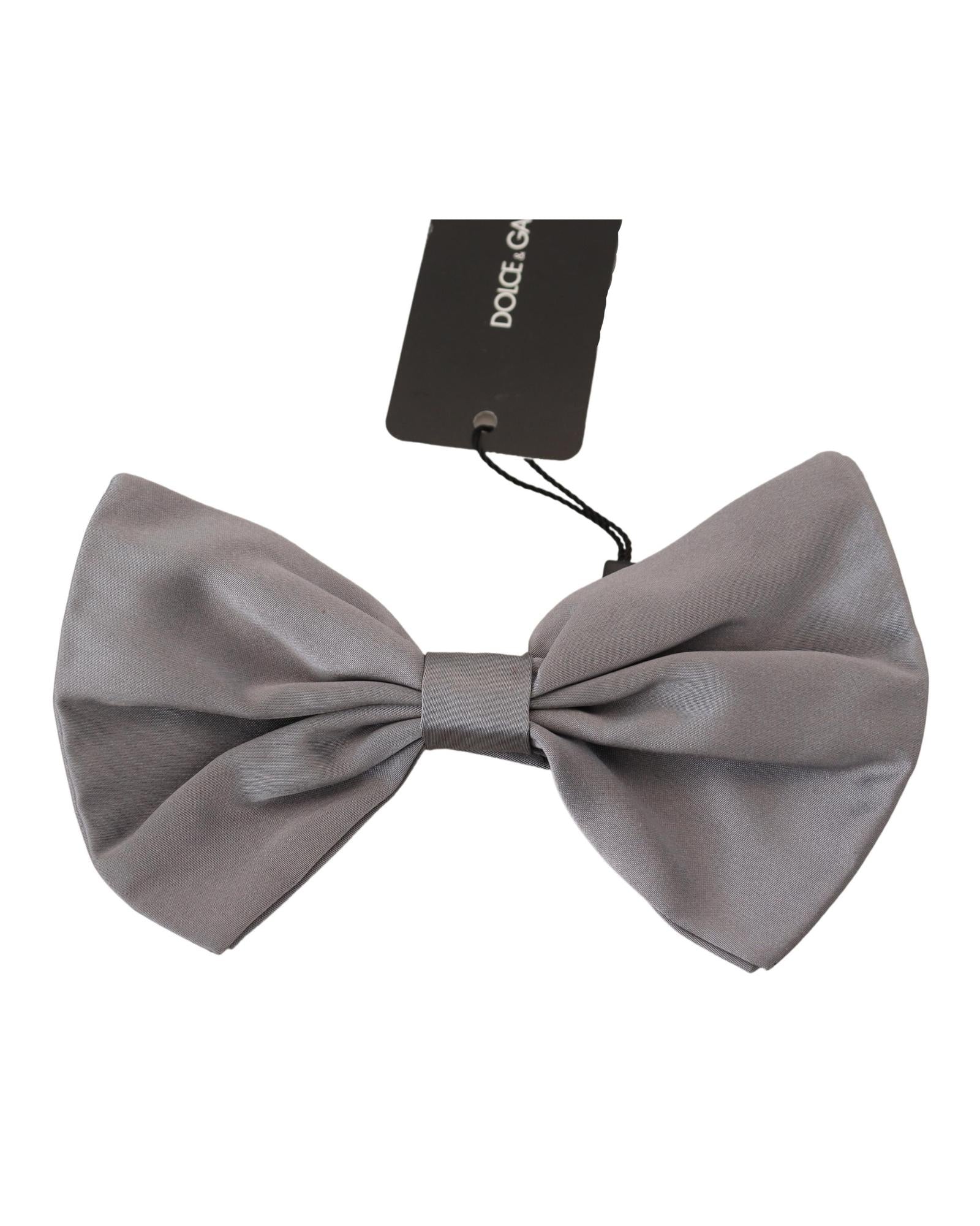 Dolce & Gabbana Grey Bow Tie Solid Style