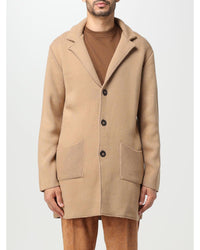 Daniele Alessandrini Longline Merino Wool Cardigan Men Camel Jackets