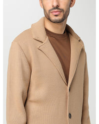 Daniele Alessandrini Longline Merino Wool Cardigan Men Camel Jackets