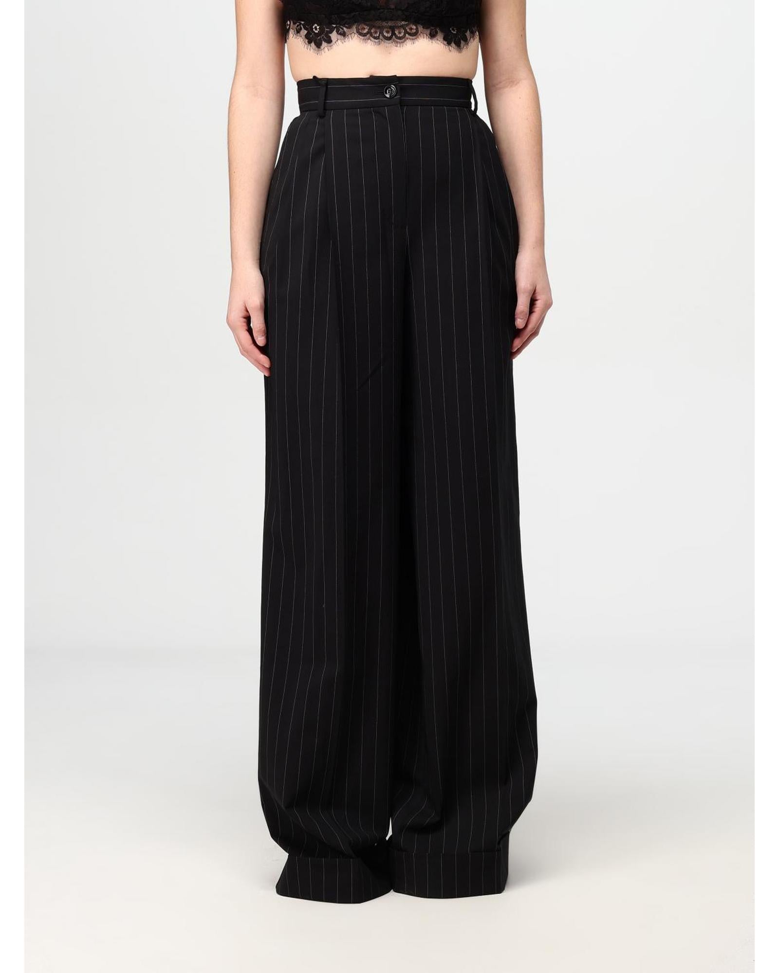 Dolce & Gabbana Wide Leg Pinstripe Trousers Women Striped Pants 38 Striped