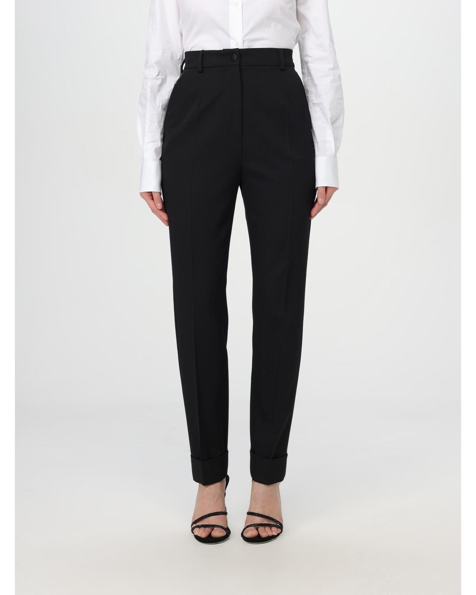 Dolce & Gabbana HighWaisted Cuffed Trousers Women Black Pants