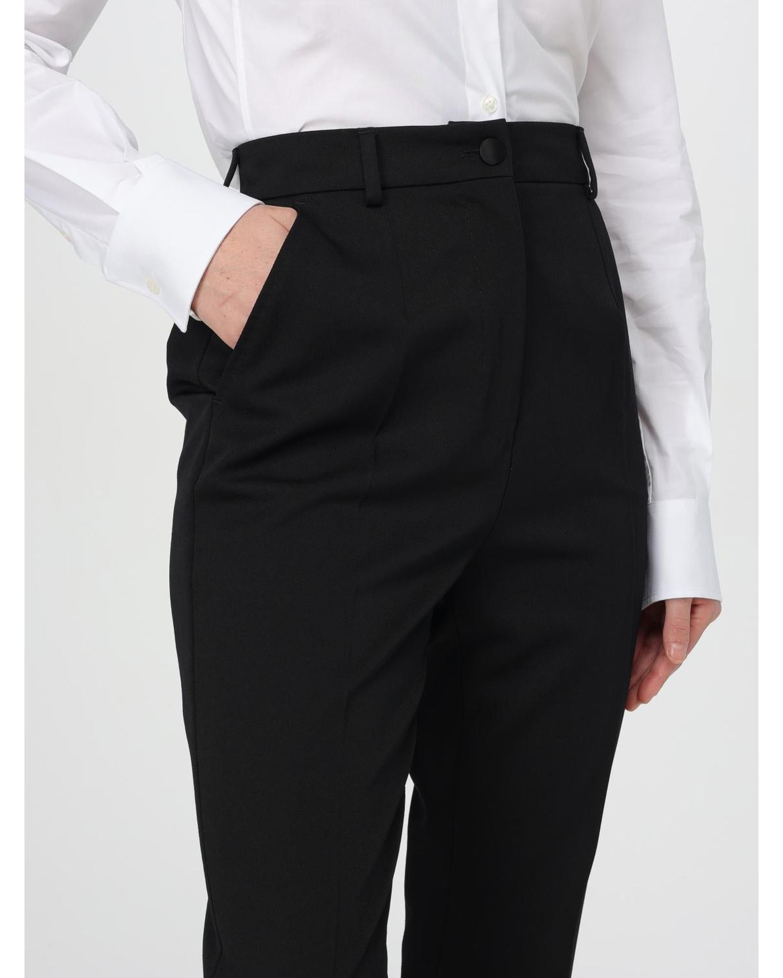 Dolce & Gabbana HighWaisted Cuffed Trousers Women Black Pants