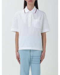 Thom Browne Short Sleeve Polo Shirt Relaxed Fit Women White