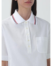 Thom Browne Short Sleeve Polo Shirt Relaxed Fit Women White