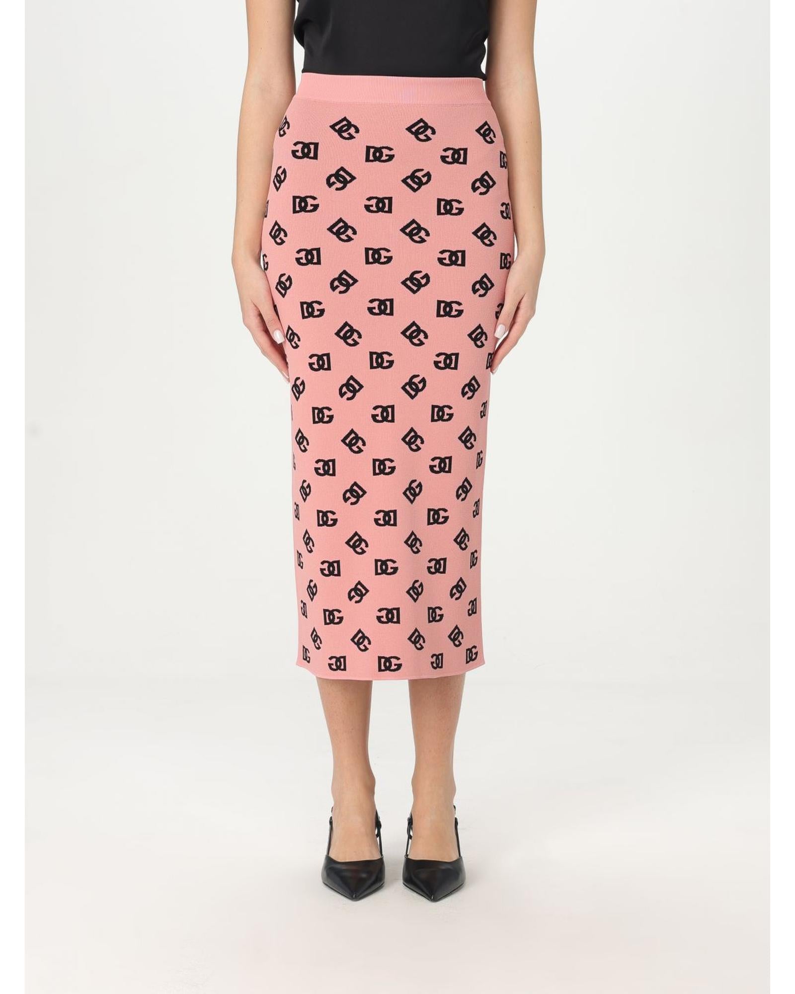 Dolce & Gabbana Logo Knit Midi Pencil Skirt Women Pink