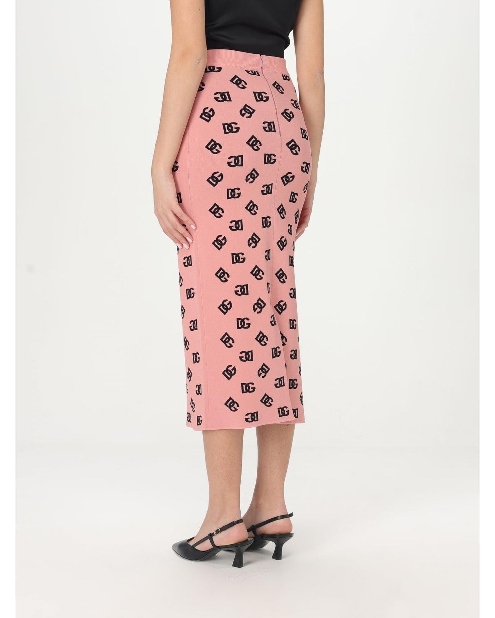 Dolce & Gabbana Logo Knit Midi Pencil Skirt Women Pink