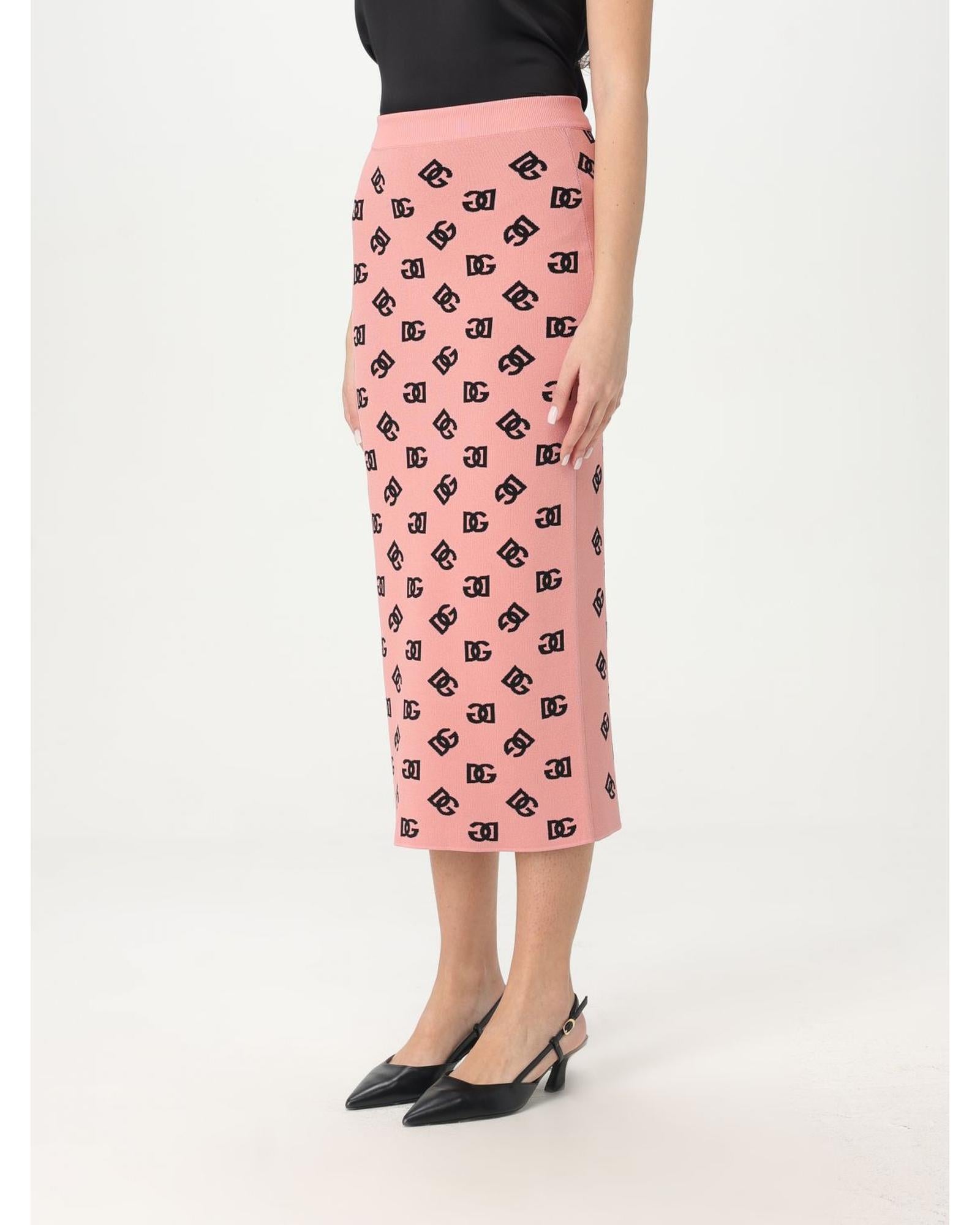 Dolce & Gabbana Logo Knit Midi Pencil Skirt Women Pink