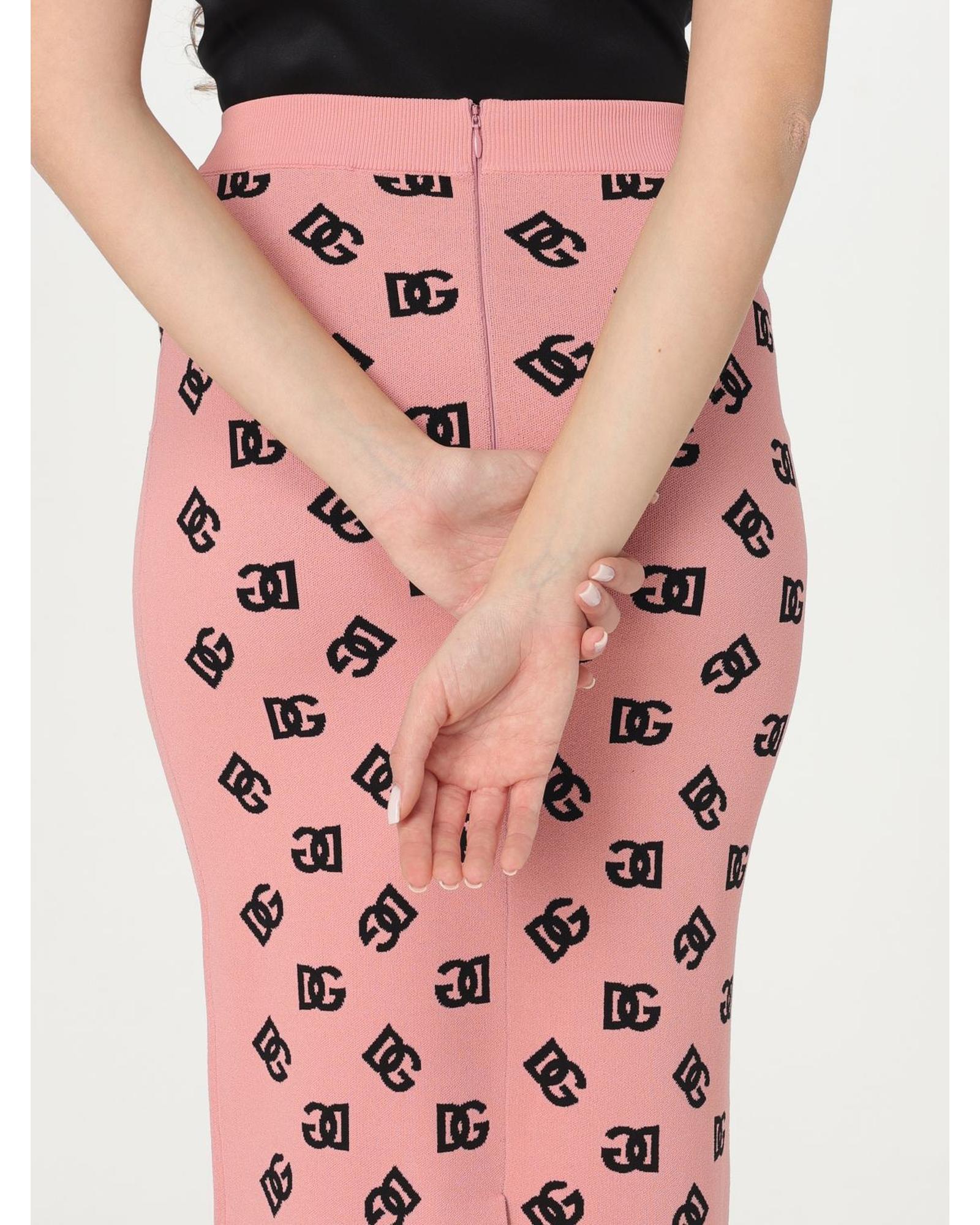 Dolce & Gabbana Logo Knit Midi Pencil Skirt Women Pink
