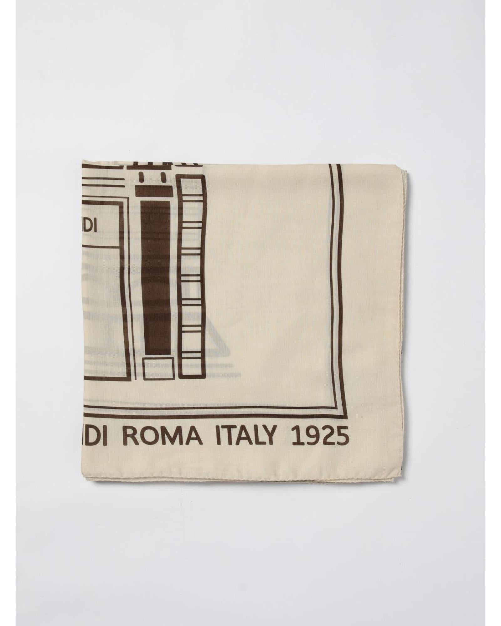 Fendi Roma 1925 Silk Scarf Men White Scarves & Shawls One Size White