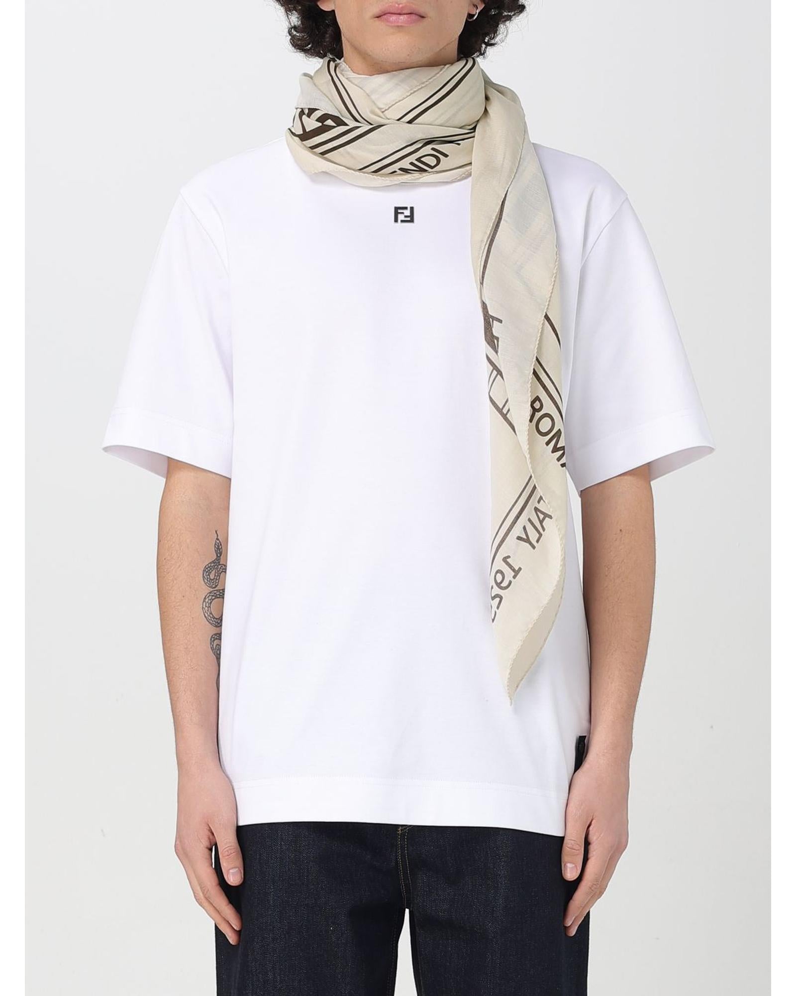 Fendi Roma 1925 Silk Scarf Men White Scarves & Shawls