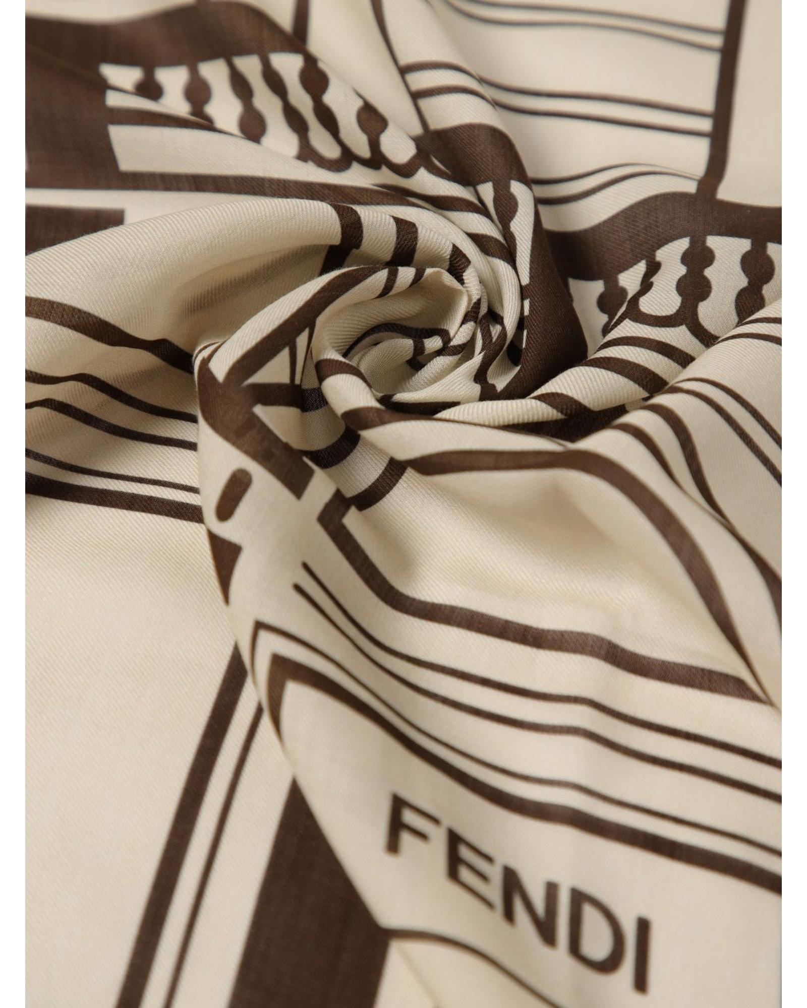 Fendi Roma 1925 Silk Scarf Men White Scarves & Shawls