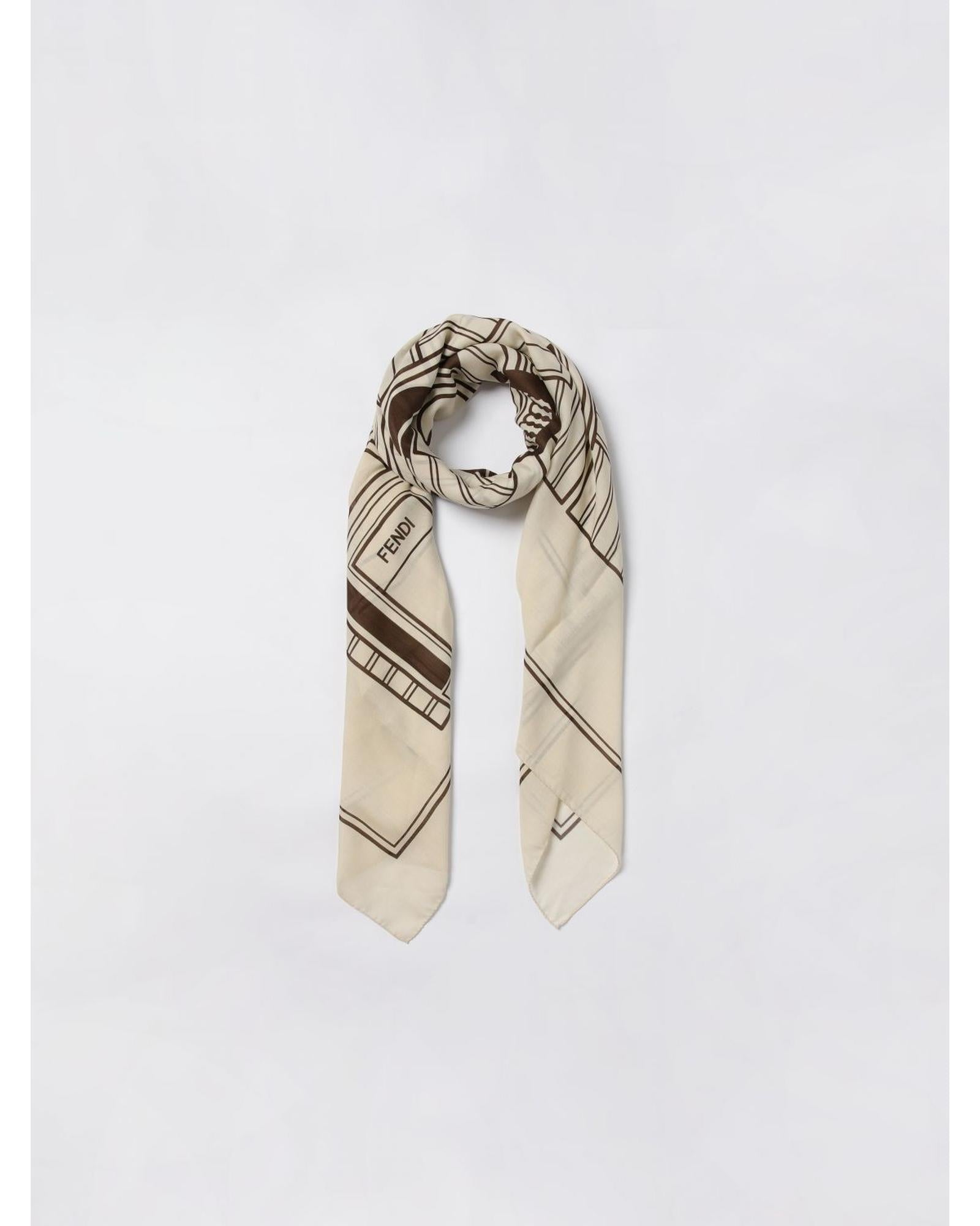 Fendi Roma 1925 Silk Scarf Men White Scarves & Shawls