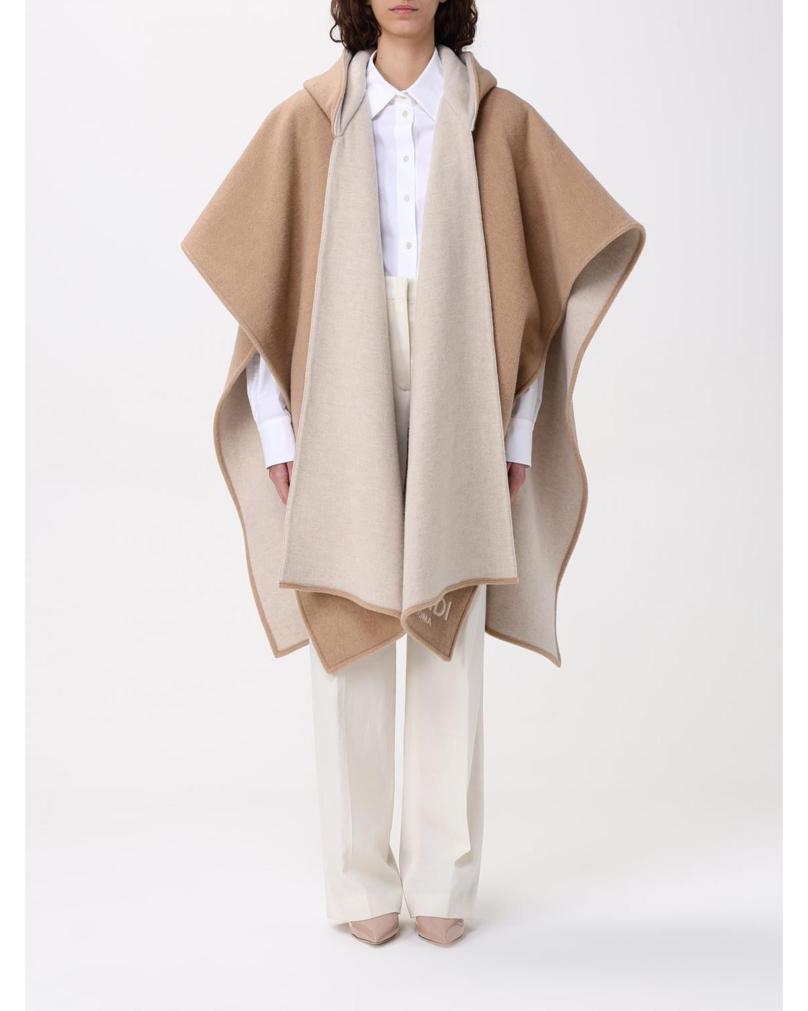 Fendi Hooded Reversible Cape Women Beige Coats Regular 6 (S) Beige