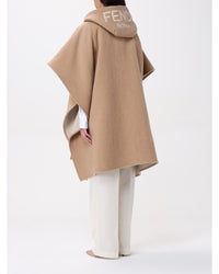 Fendi Hooded Reversible Cape Women Beige Coats