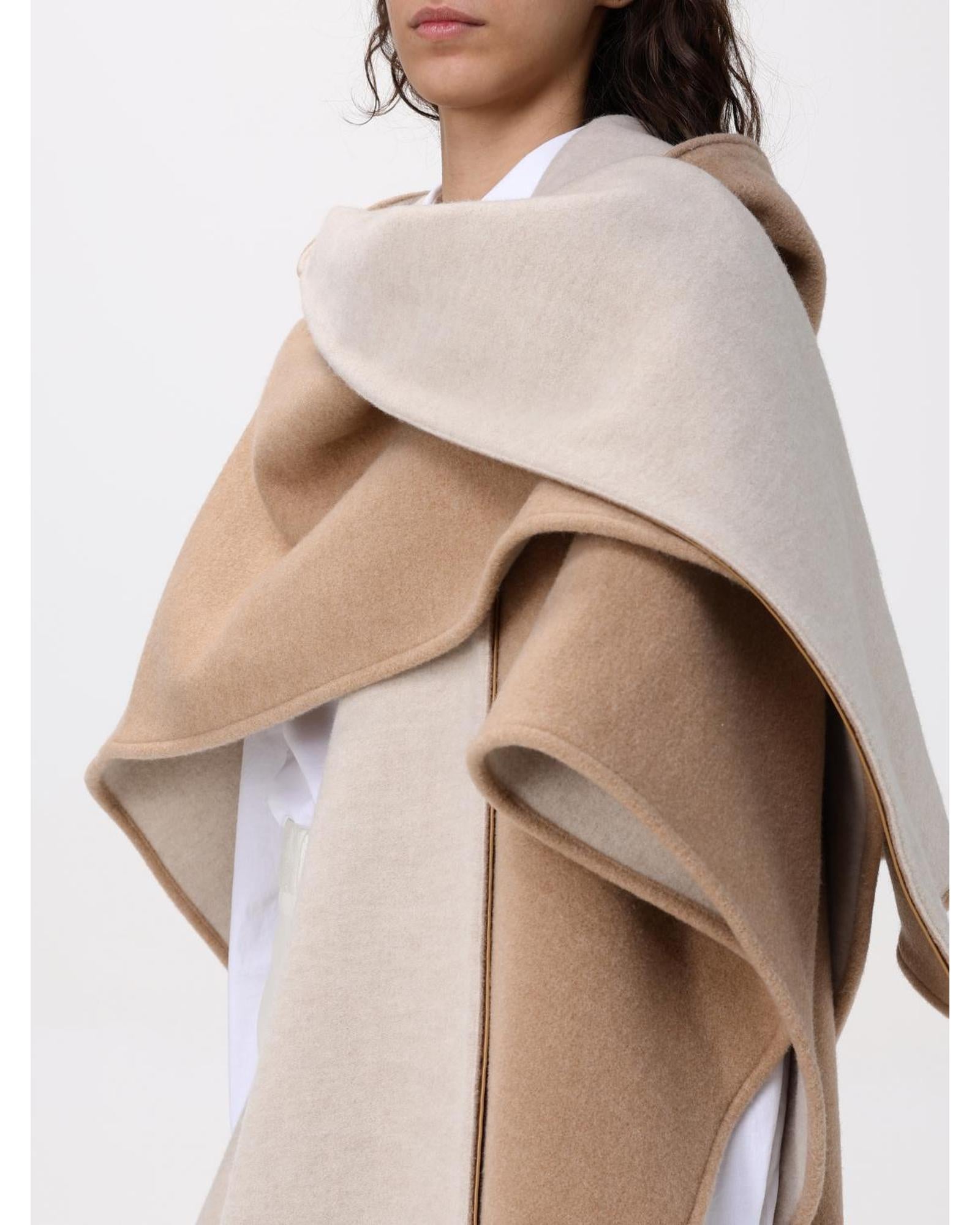 Fendi Hooded Reversible Cape Women Beige Coats