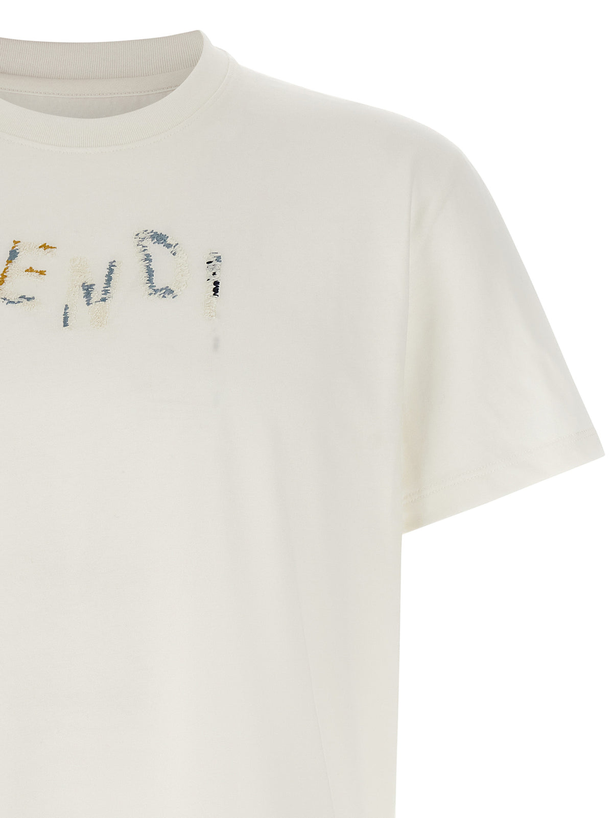 FENDI Fendi Men Logo Embroidery T-Shirt