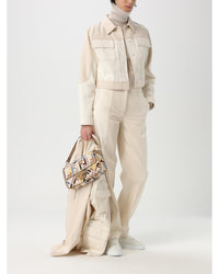 Fendi Turtleneck Knit Sweater Textured Design Women Beige