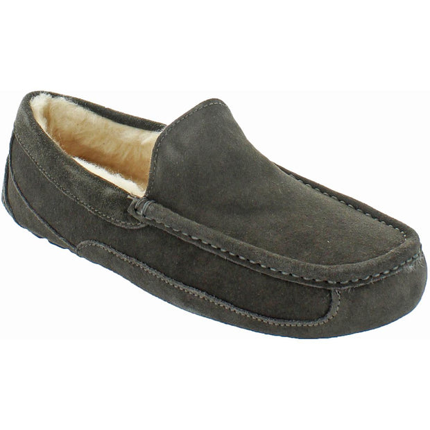 Ascot Mens Suede Shearling Moccasin Slippers