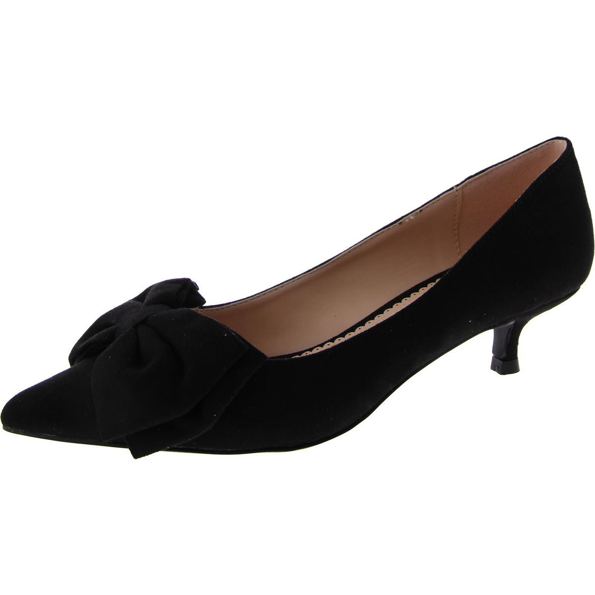 Womens Faux Suede Slip On Kitten Heels