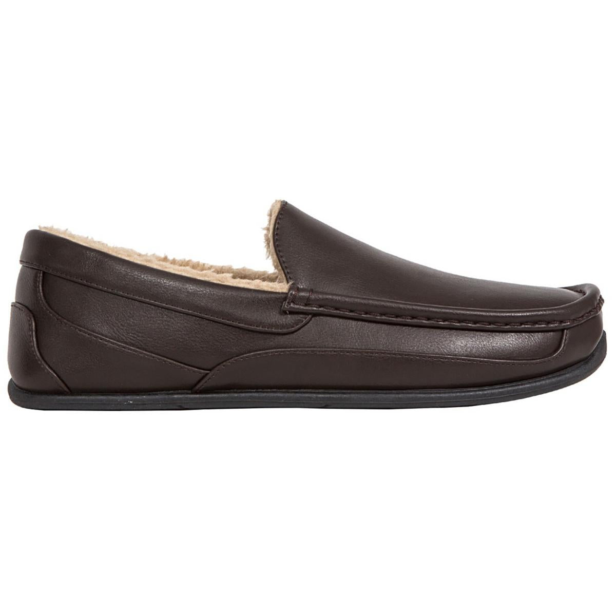 Spun Mens Comfort Insole Faux Fur Lined Loafer Slippers