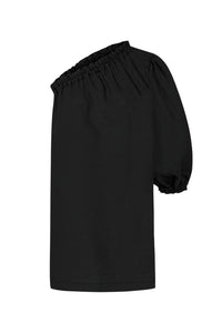 Florence Black Linen One Sleeve Dress Regular 12 (L) Black