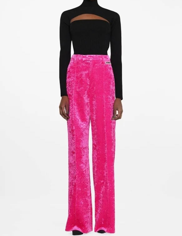 Tom Ford Wool Ribbed Chest Cut-Out Turtleneck Top