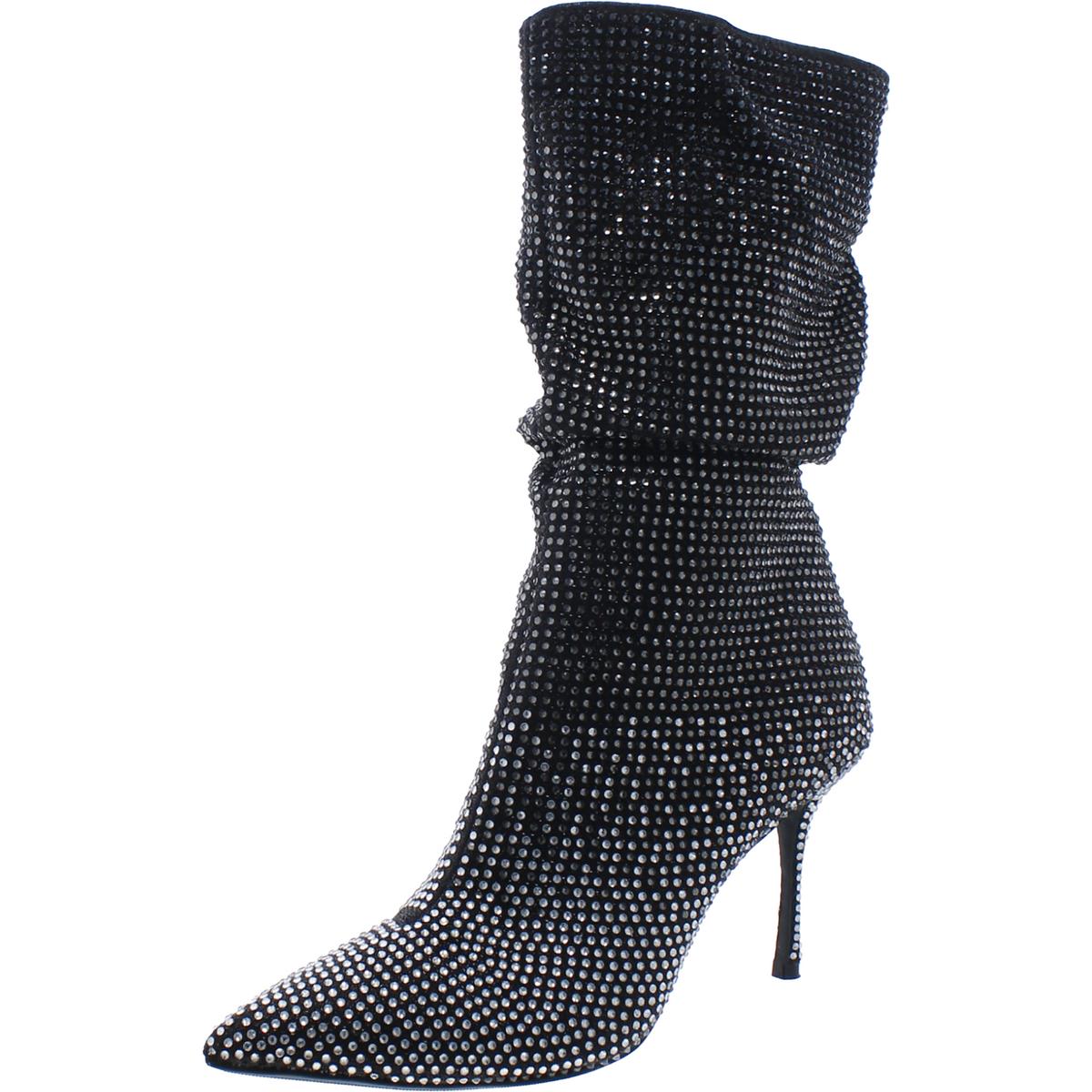 Raquell Womens Rhinestone Manmade Mid-Calf Boots