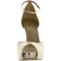 Florencia Womens Solid Ankle Strap Heels