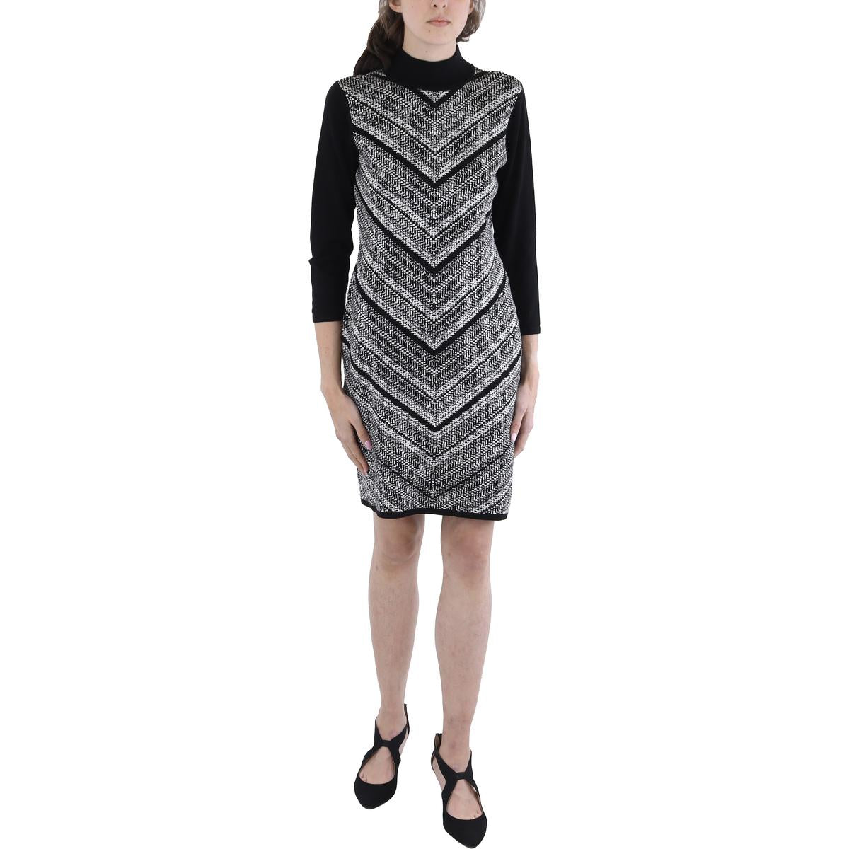 Petites Womens Knit Sweaterdress