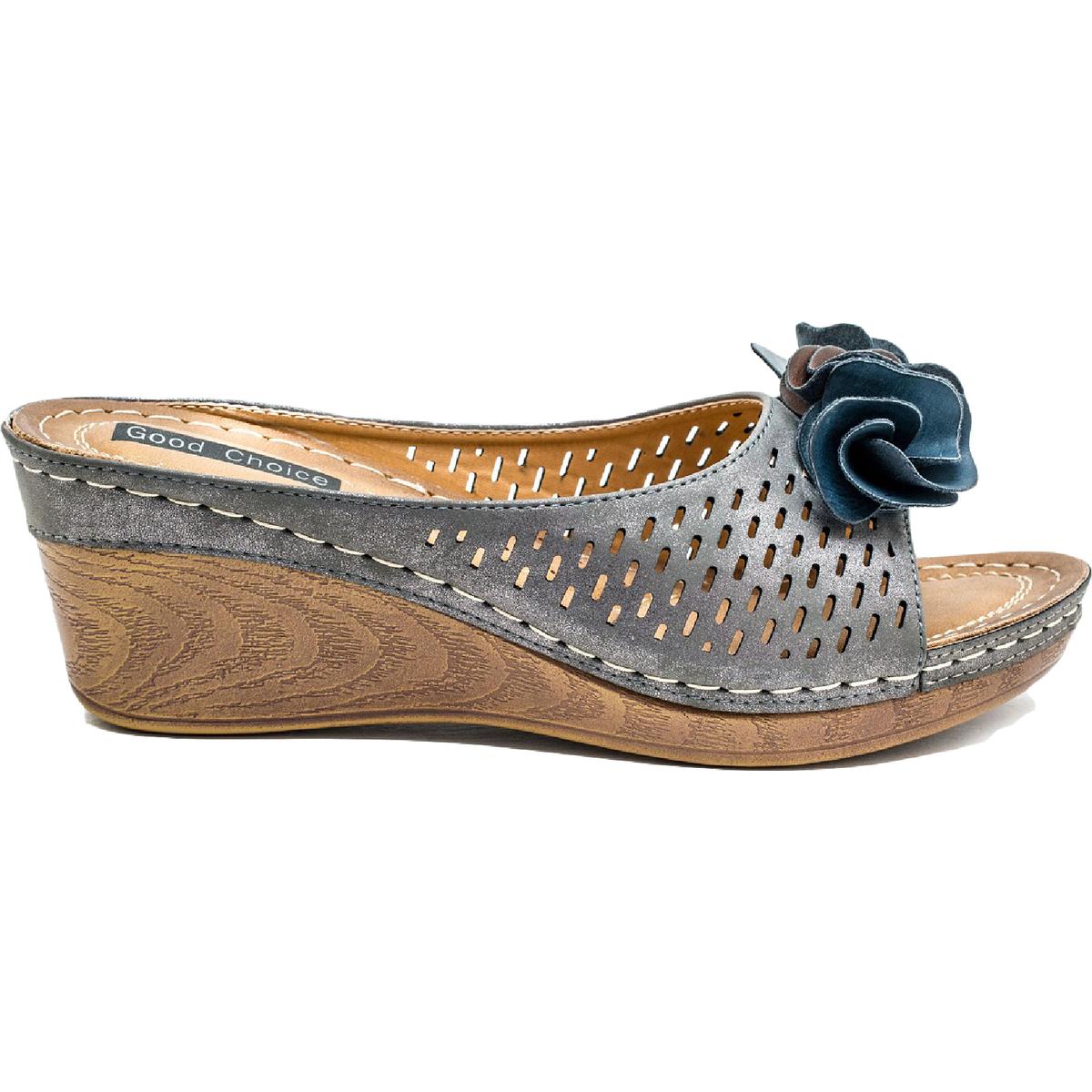 Juliet Womens Cushioned Footbed Faux Leather Wedge Sandals