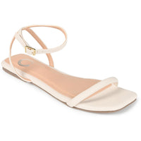 Veena Womens Solid Manmade Ankle Strap Off White